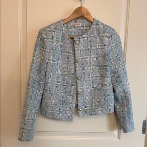 Nanette Lepore Light Blue Tweed Blazer Small
